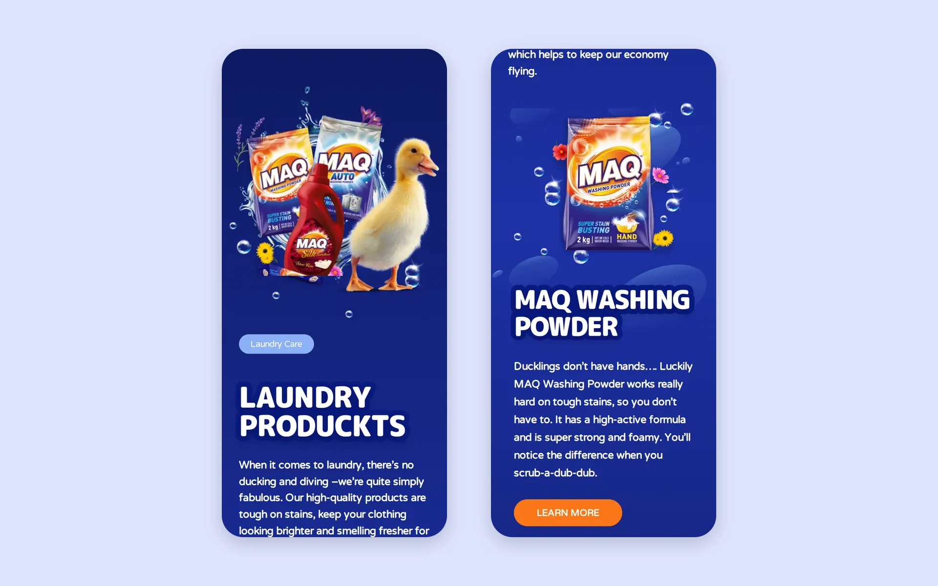 MAQ Homecare mobile website on two phone screens