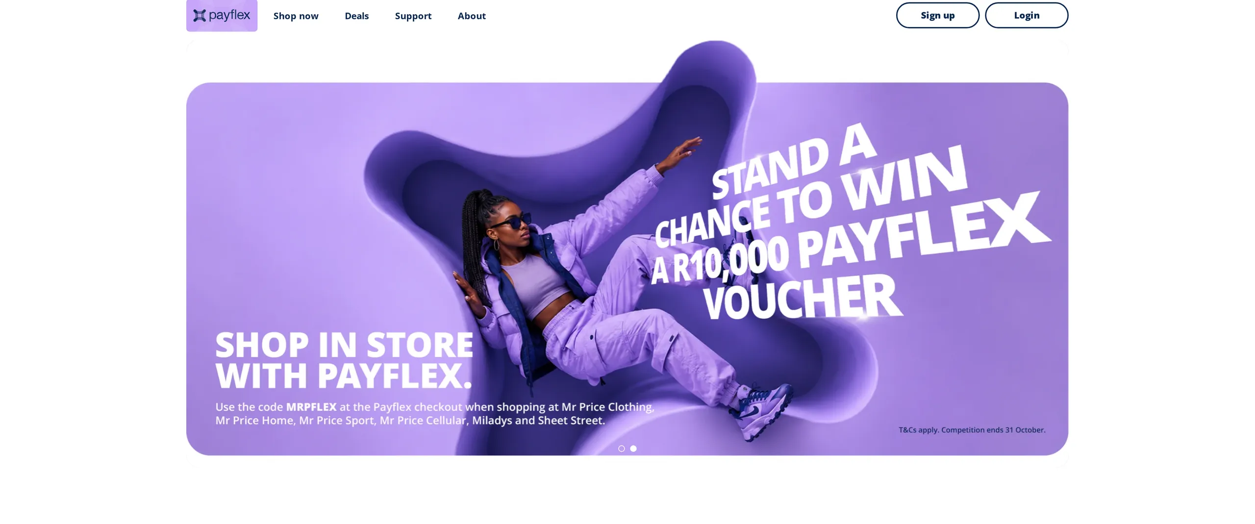 Payflex website homepage, designed and built by Paperjet Studios